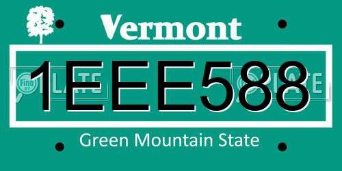 1EEE588 Vermont License Plate