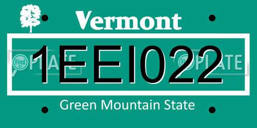 1EEI022 Vermont License Plate