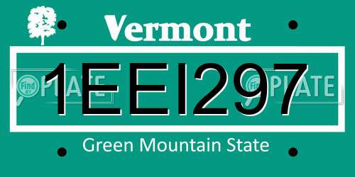 1EEI297 Vermont License Plate