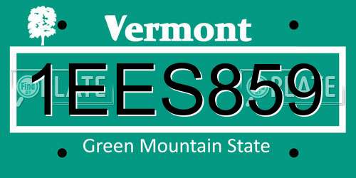 1EES859 Vermont License Plate