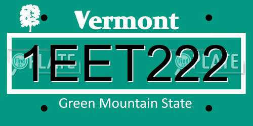 1EET222 Vermont License Plate