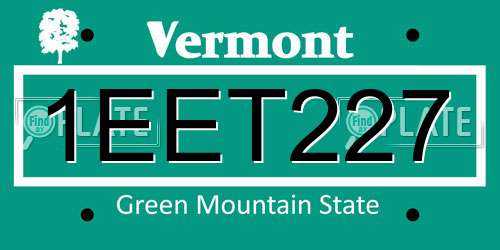 1EET227 Vermont License Plate