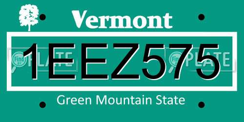 1EEZ575 Vermont License Plate
