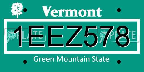 1EEZ578 Vermont License Plate