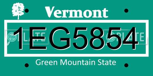 1EG5854 Vermont License Plate