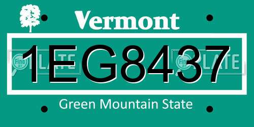 1EG8437 Vermont License Plate