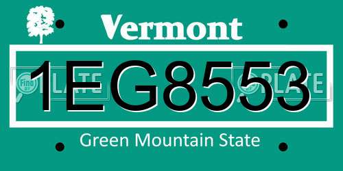 1EG8553 Vermont License Plate