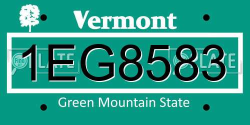1EG8583 Vermont License Plate