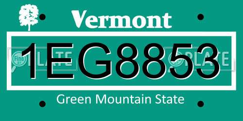 1EG8853 Vermont License Plate