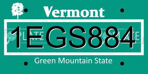 1EGS884 Vermont License Plate