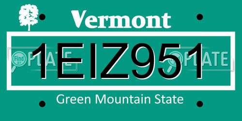 1EIZ951 Vermont License Plate