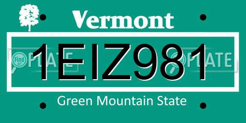 1EIZ981 Vermont License Plate