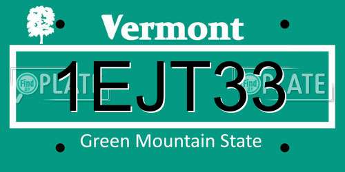 1EJT33 Vermont License Plate