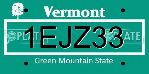 1EJZ33 Vermont License Plate