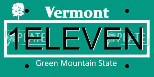 1ELEVEN Vermont License Plate