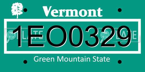 1EO0329 Vermont License Plate