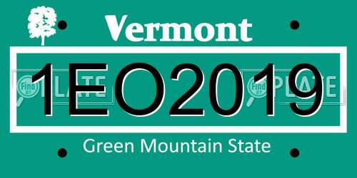1EO2019 Vermont License Plate