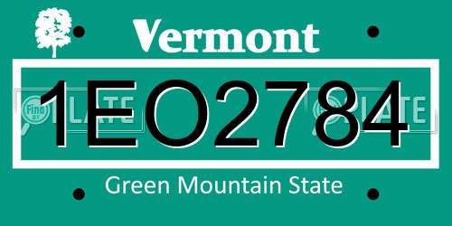 1EO2784 Vermont License Plate