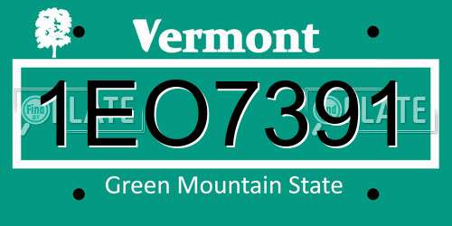1EO7391 Vermont License Plate