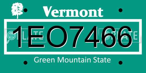 1EO7466 Vermont License Plate