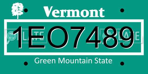 1EO7489 Vermont License Plate