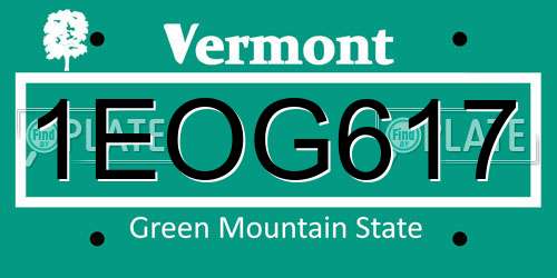 1EOG617 Vermont License Plate
