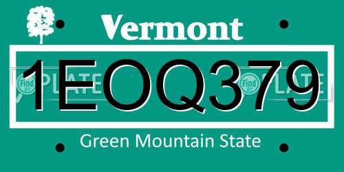 1EOQ379 Vermont License Plate