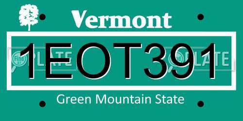 1EOT391 Vermont License Plate