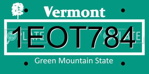 1EOT784 Vermont License Plate