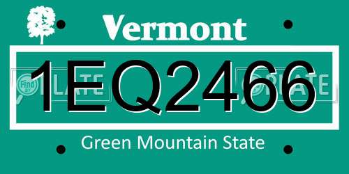 1EQ2466 Vermont License Plate