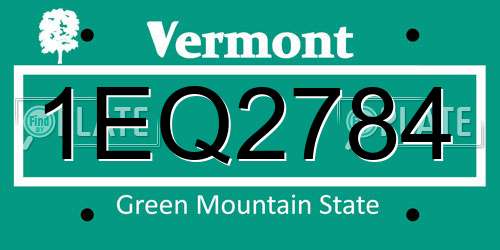 1EQ2784 Vermont License Plate