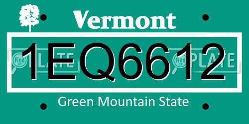 1EQ6612 Vermont License Plate