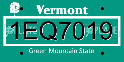 1EQ7019 Vermont License Plate