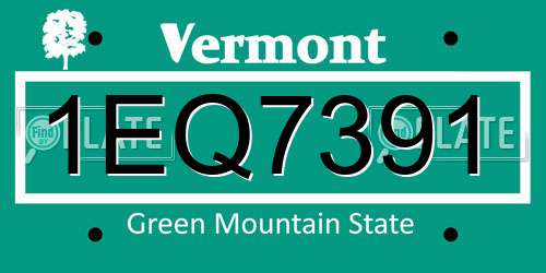 1EQ7391 Vermont License Plate
