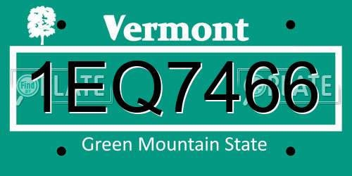 1EQ7466 Vermont License Plate