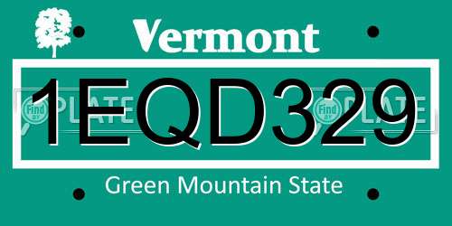 1EQD329 Vermont License Plate