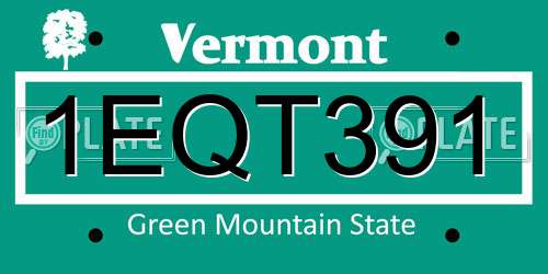 1EQT391 Vermont License Plate