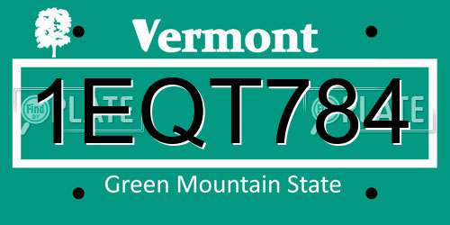 1EQT784 Vermont License Plate