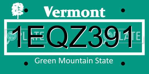 1EQZ391 Vermont License Plate