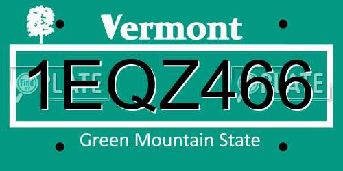 1EQZ466 Vermont License Plate