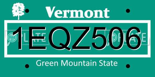 1EQZ506 Vermont License Plate