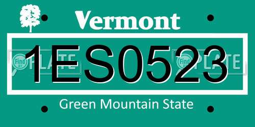 1ES0523 Vermont License Plate