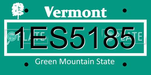 1ES5185 Vermont License Plate