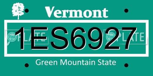 1ES6927 Vermont License Plate