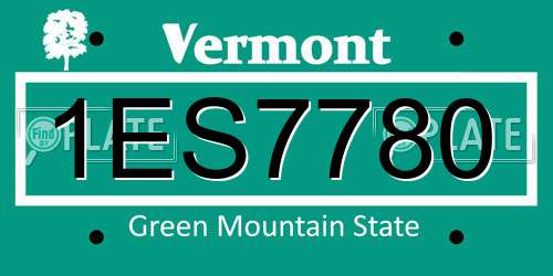 1ES7780 Vermont License Plate