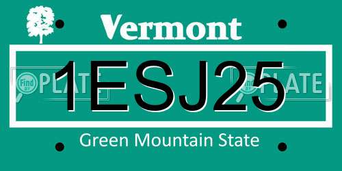 1ESJ25 Vermont License Plate