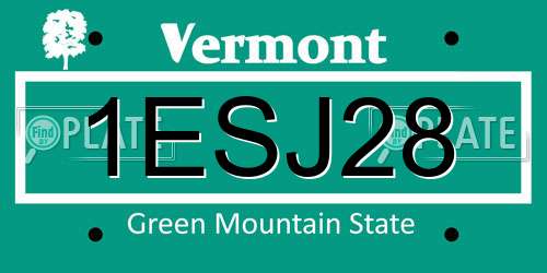 1ESJ28 Vermont License Plate