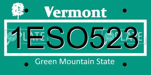 1ESO523 Vermont License Plate