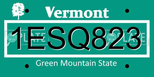 1ESQ823 Vermont License Plate