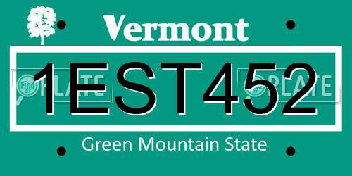 1EST452 Vermont License Plate